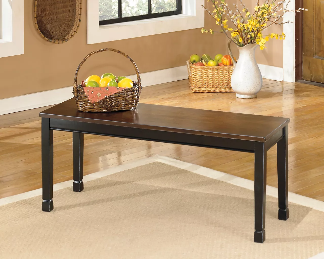 Owingsville Black & Brown Dining Bench 4 Owingsville Black & Brown Dining Bench - Image 2