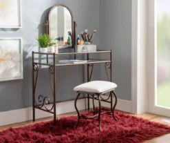 Heather Metal Adjustable Mirror Vanity Set With Stool -Furniture Series Sales 810389409 A0 7