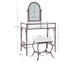 Heather Metal Adjustable Mirror Vanity Set With Stool -Furniture Series Sales 810389409 D8 10