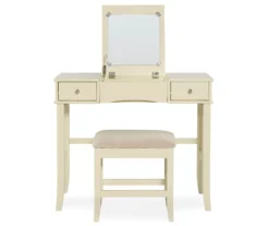 Caroline Cream Mirror Vanity Set With Stool -Furniture Series Sales 810389506 3