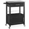 Ree Black Granite Top Kitchen Cart With Storage -Furniture Series Sales 810389519 2