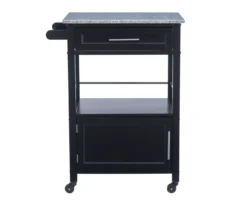 Ree Black Granite Top Kitchen Cart With Storage -Furniture Series Sales 810389519 A0 2