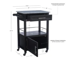 Ree Black Granite Top Kitchen Cart With Storage -Furniture Series Sales 810389519 D8 10