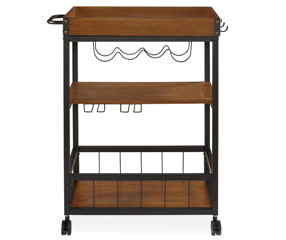 Luke Industrial Kitchen Cart With Wine Storage 5 Luke Industrial Kitchen Cart With Wine Storage - Image 3