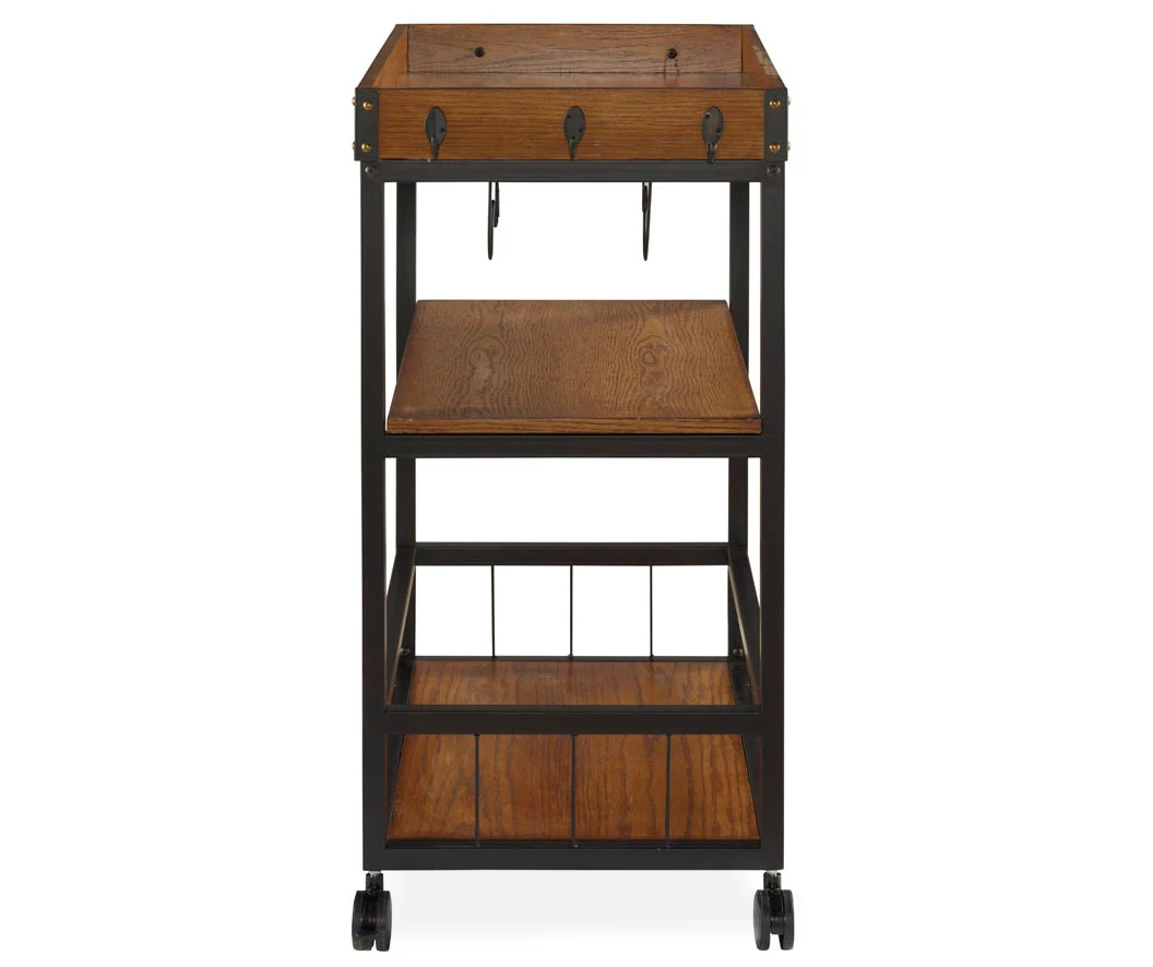 Luke Industrial Kitchen Cart With Wine Storage 6 Luke Industrial Kitchen Cart With Wine Storage - Image 4