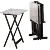 Davis White Faux Marble Tray Tables With Stand, 5-Piece Set -Furniture Series Sales 810389673 2