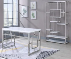 Alize Chrome Geometric Desk -Furniture Series Sales 810422877 810422878