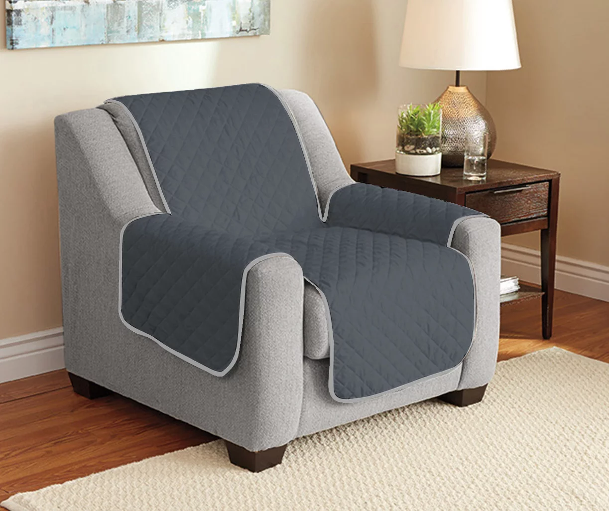 Gray Reversible Chair & Recliner Furniture Protector 3 Gray Reversible Chair & Recliner Furniture Protector