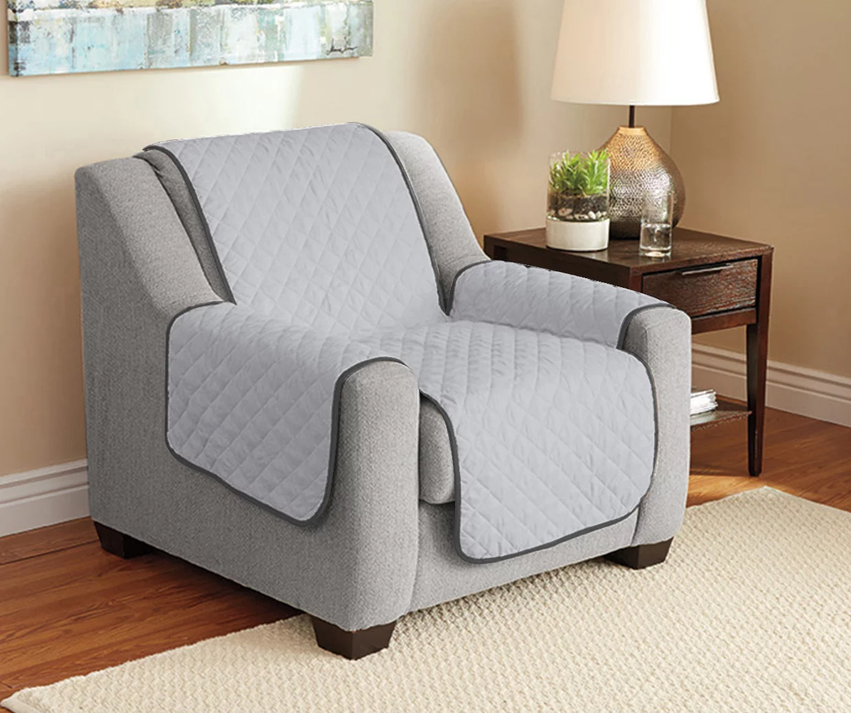 Gray Reversible Chair & Recliner Furniture Protector 4 Gray Reversible Chair & Recliner Furniture Protector - Image 2