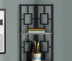 Dark Taupe Square 4-Shelf Corner Bookcase -Furniture Series Sales 810512904 4