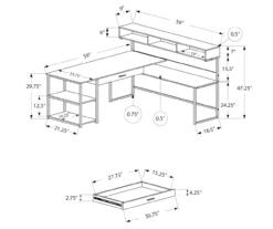 Dark Taupe & Black L-Shaped Corner Desk -Furniture Series Sales 810512936 3