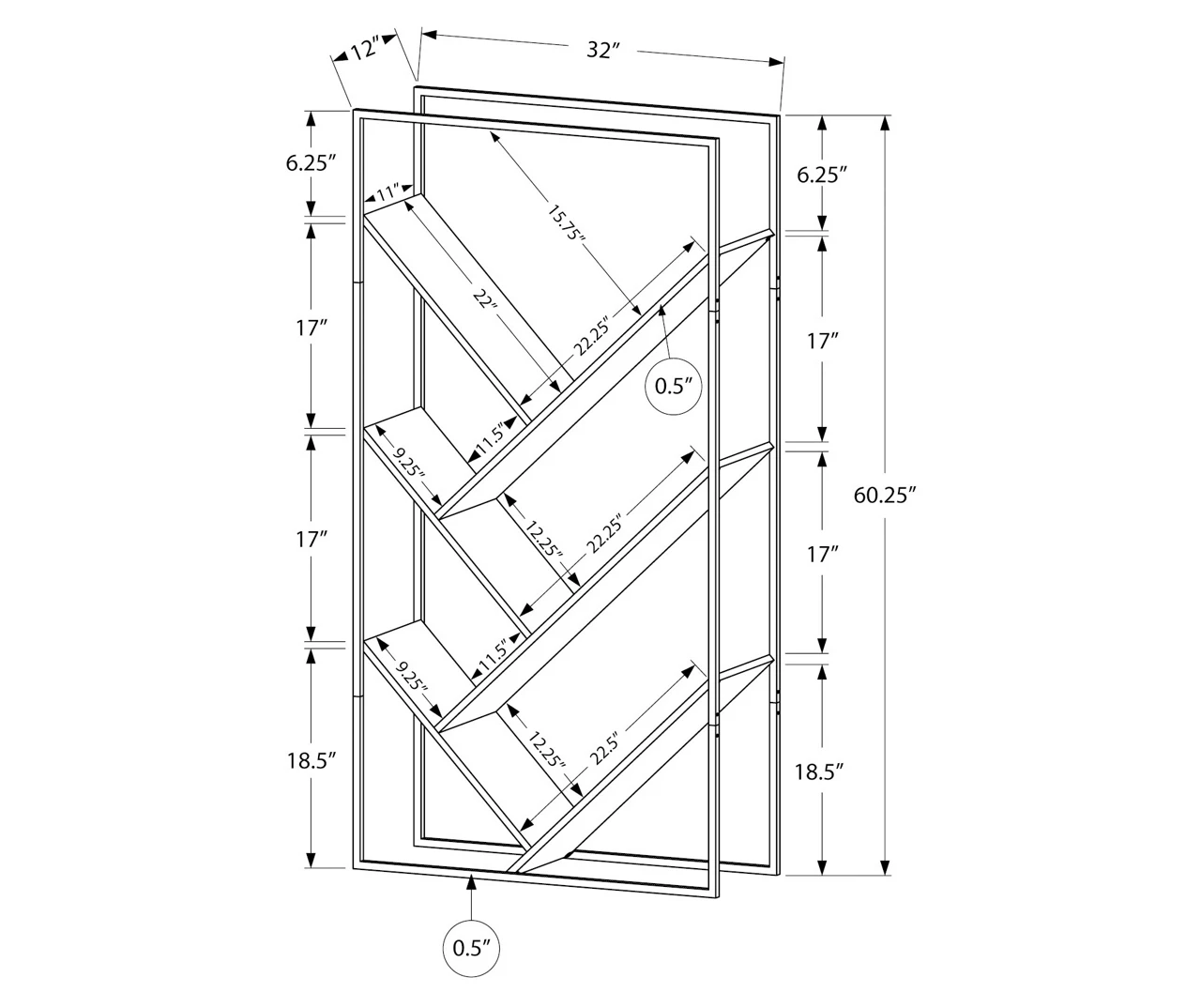 Brown 5-Shelf Slanted Bookcase 5 Brown 5-Shelf Slanted Bookcase - Image 3