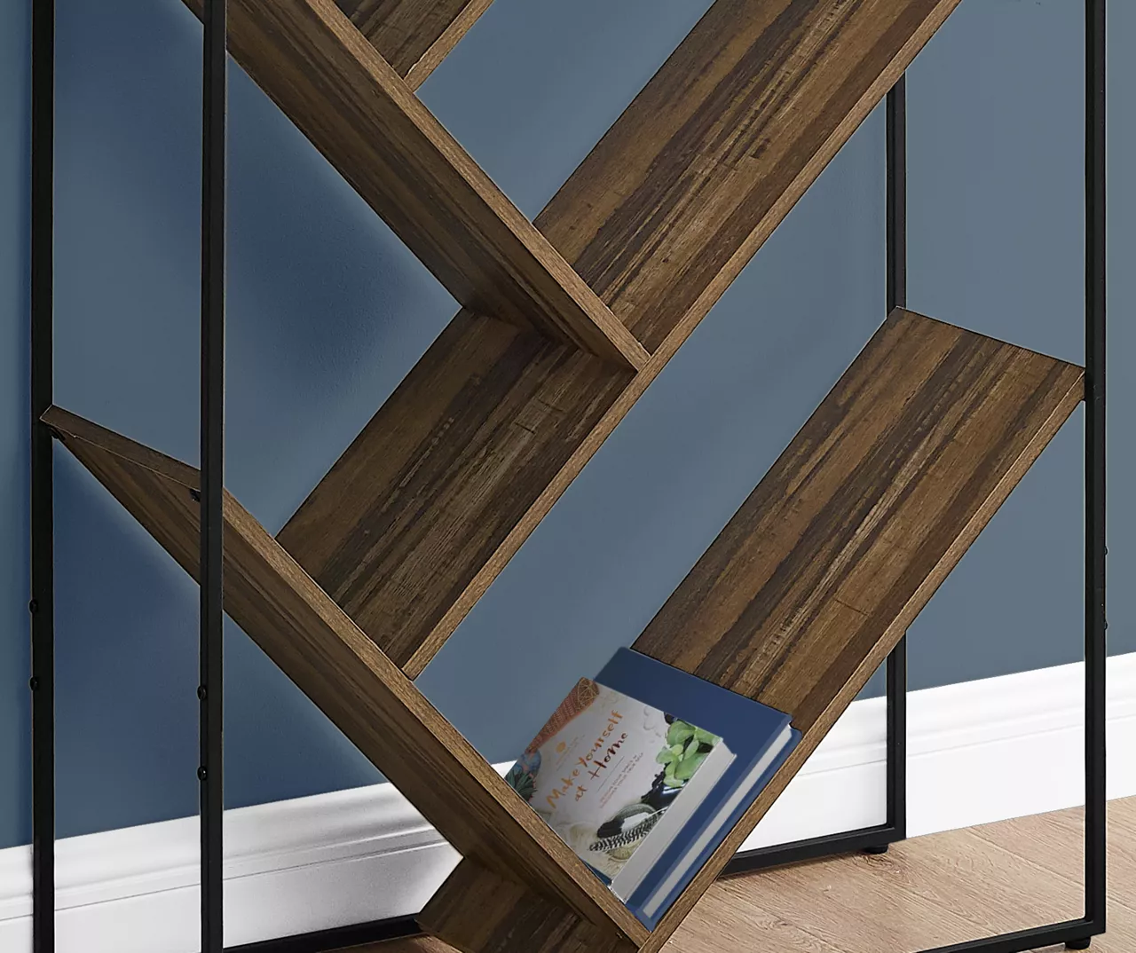 Brown 5-Shelf Slanted Bookcase 6 Brown 5-Shelf Slanted Bookcase - Image 4