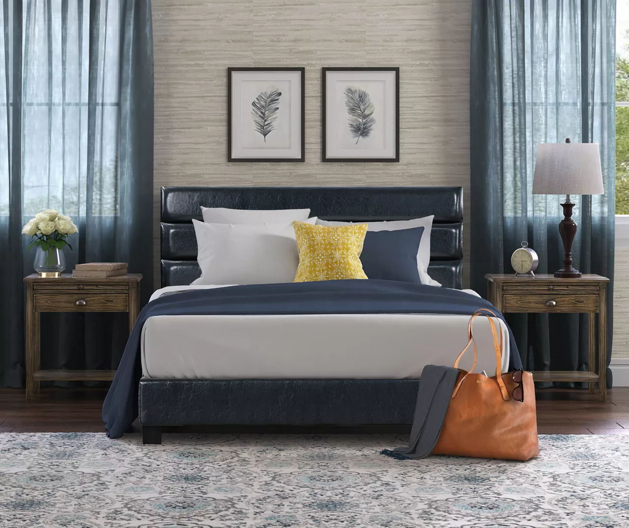 Black Hudson Queen Leather Upholstered Bed 11 Black Hudson Queen Leather Upholstered Bed - Image 9