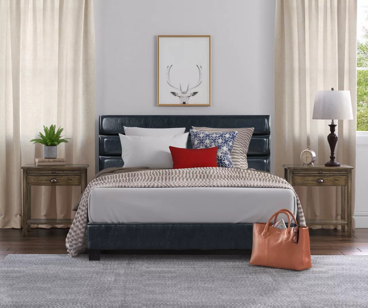 Black Hudson Queen Leather Upholstered Bed 16 Black Hudson Queen Leather Upholstered Bed - Image 14