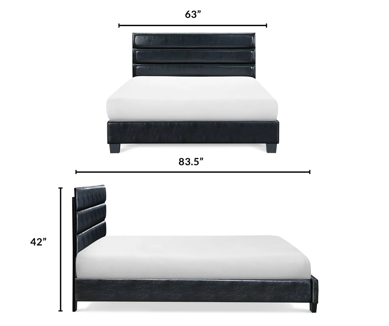 Black Hudson Queen Leather Upholstered Bed 14 Black Hudson Queen Leather Upholstered Bed - Image 12