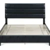 Black Hudson Queen Leather Upholstered Bed
