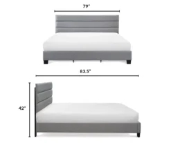 Gray Hudson King Upholstered Linen Fabric Bed -Furniture Series Sales 810513494 6