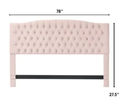 French Blush Pink Celeste Upholstered King Headboard -Furniture Series Sales 810513528 3