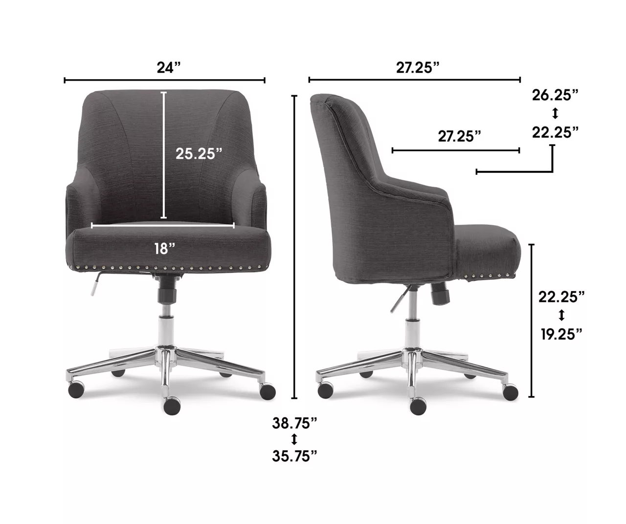 Leighton Dark Gray Memory Foam Fabric Office Chair 14 Leighton Dark Gray Memory Foam Fabric Office Chair - Image 12