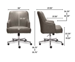 Leighton Gray Memory Foam Bonded Leather Office Chair -Furniture Series Sales 810513560 3