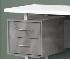 60" Concrete Gray & White Floating Desk -Furniture Series Sales 810527330 3