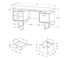 60" Concrete Gray & White Floating Desk -Furniture Series Sales 810527330 5