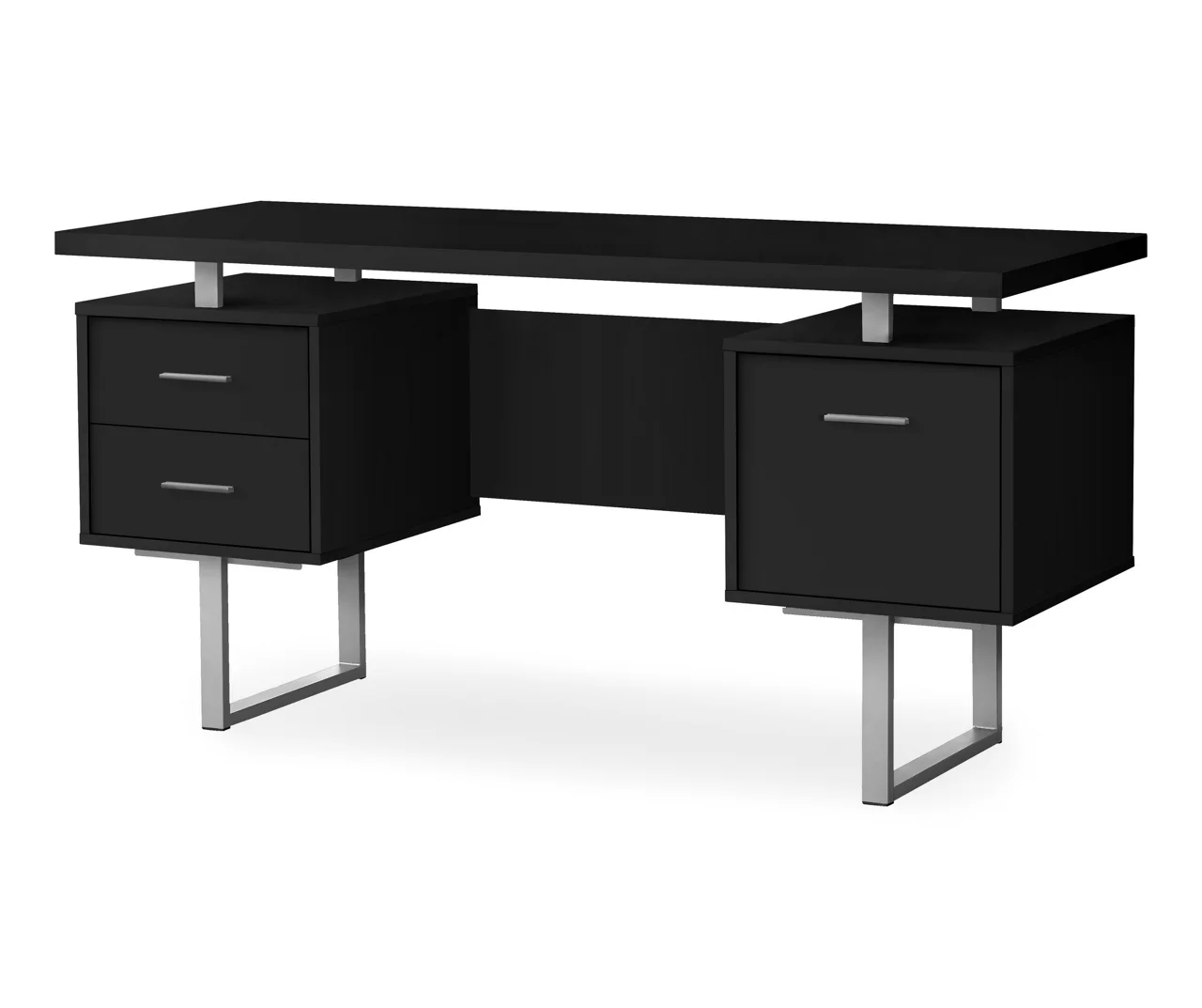 60" Black & Silver Floating Desk 3 60" Black & Silver Floating Desk