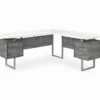 Faux Concrete & White 3-Drawer L-Shaped Corner Desk -Furniture Series Sales 810527349 2
