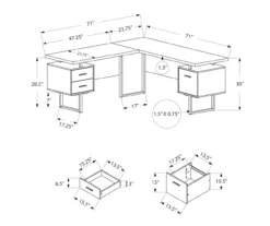 White & Black 3-Drawer L-Shaped Corner Desk 11 White & Black 3-Drawer L-Shaped Corner Desk -Furniture Series Sales 810527374 5