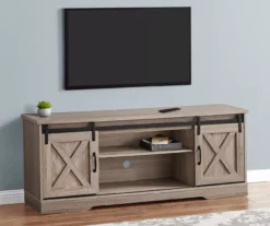 59" Dark Taupe Wood Look Sliding Barn Door TV Stand -Furniture Series Sales 810535762 4