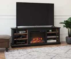 70" Fowler Black Electric Fireplace Console -Furniture Series Sales 810538243 1