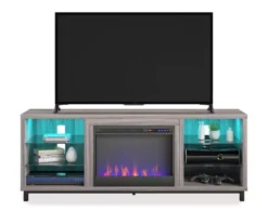 70" Intrepid Light Walnut Deluxe Electric Fireplace Console -Furniture Series Sales 810538245 2