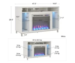 48" Intrepid White Electric Fireplace Console 13 48" Intrepid White Electric Fireplace Console -Furniture Series Sales 810538247 6