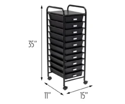 Black Metal 10-Drawer Rolling Storage Cart -Furniture Series Sales 810539916 5