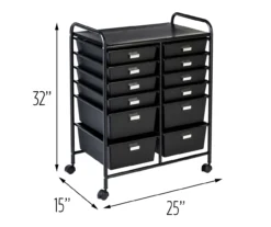 Black Metal 12-Drawer Rolling Storage Cart -Furniture Series Sales 810539917 5