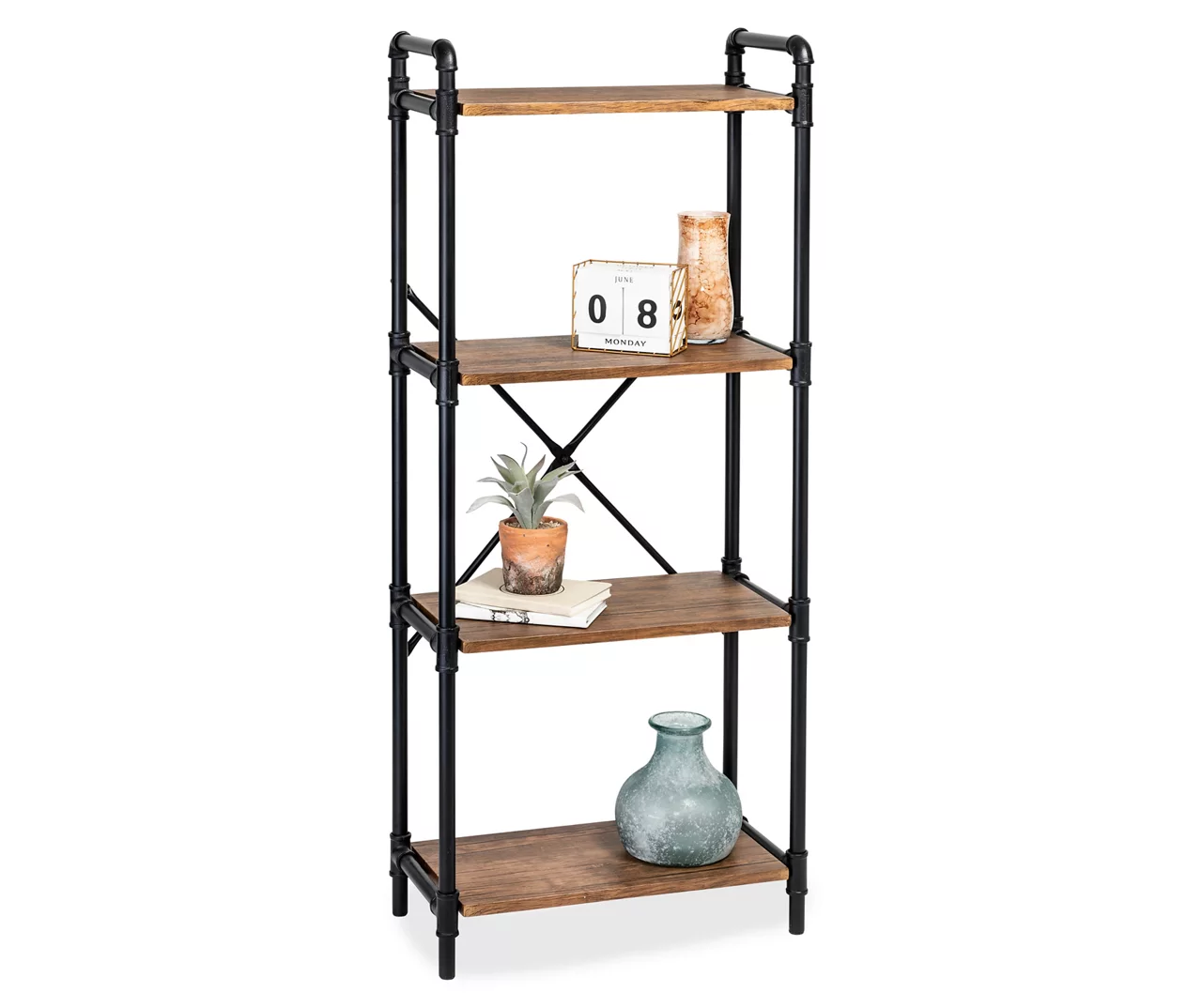 Black Industrial 4-Tier Bookshelf 3 Black Industrial 4-Tier Bookshelf