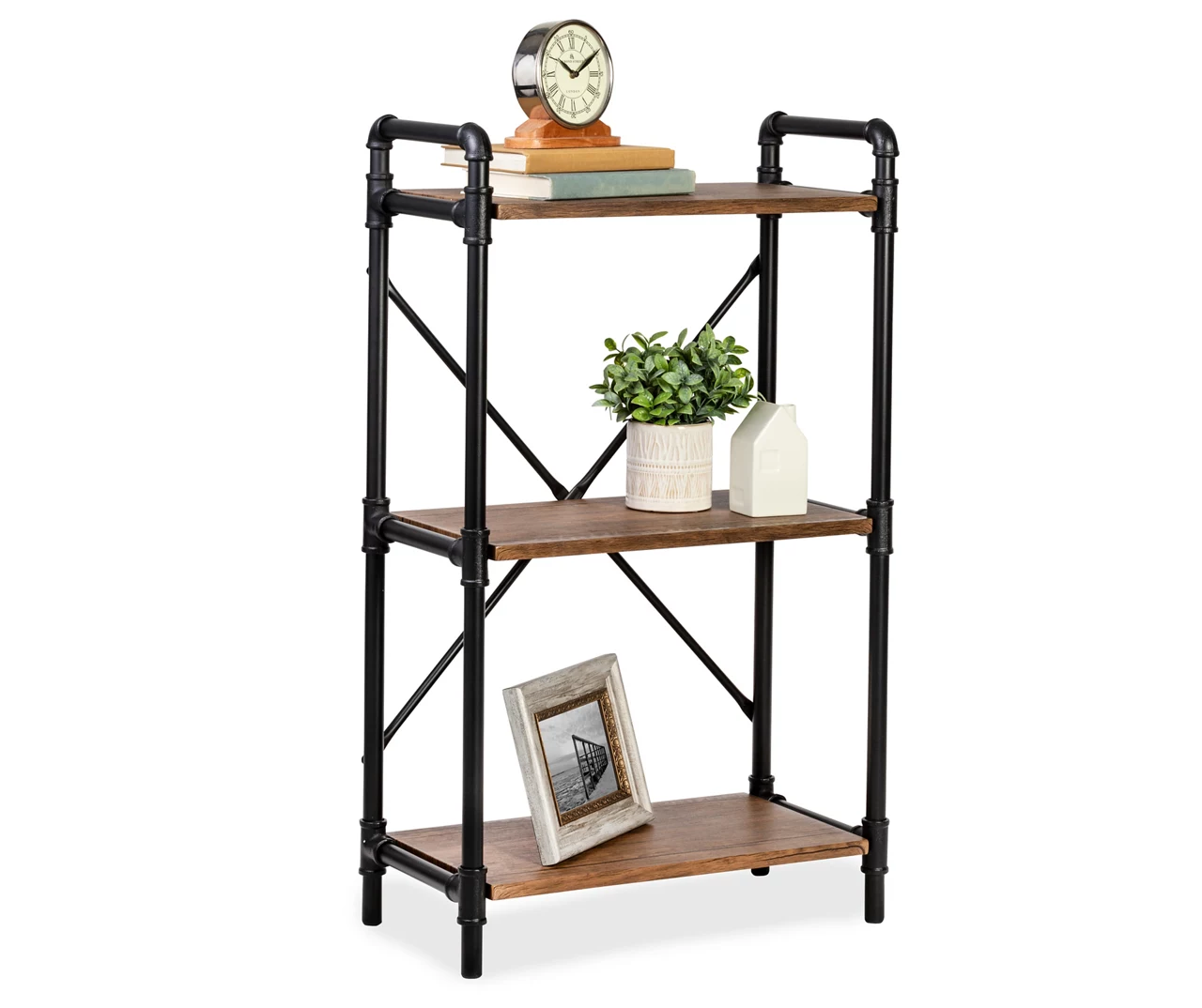 Black Industrial 3-Tier Bookshelf 3 Black Industrial 3-Tier Bookshelf