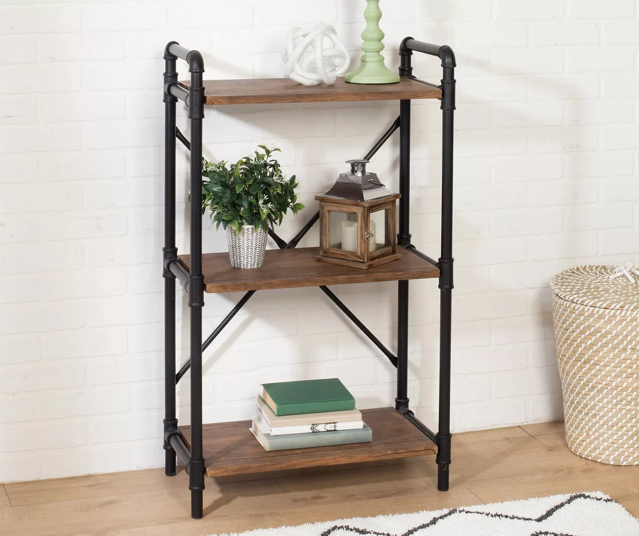 Black Industrial 3-Tier Bookshelf 4 Black Industrial 3-Tier Bookshelf - Image 2