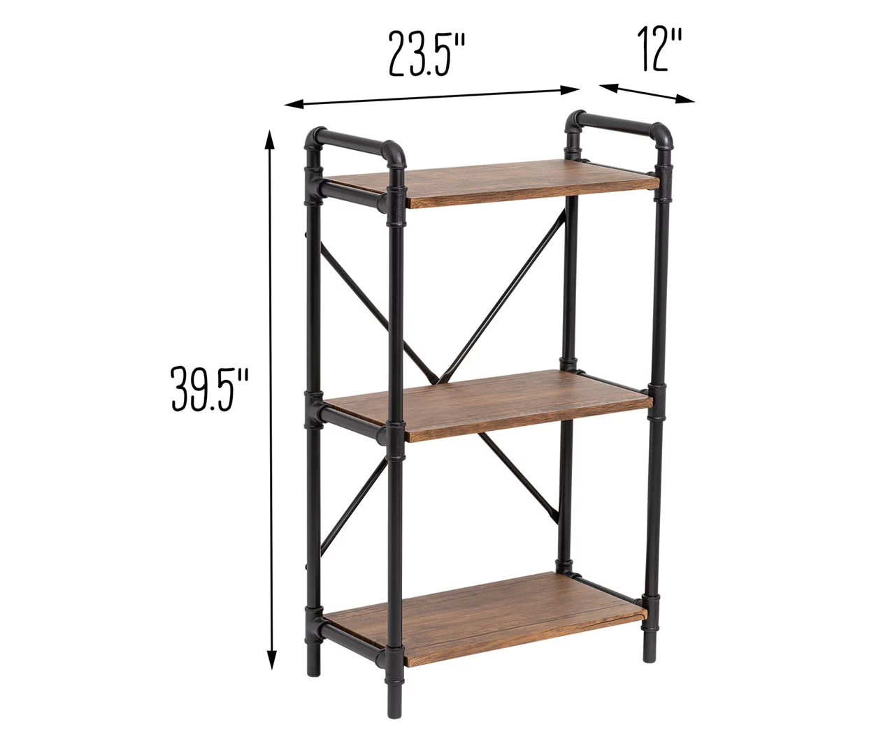 Black Industrial 3-Tier Bookshelf 7 Black Industrial 3-Tier Bookshelf - Image 5