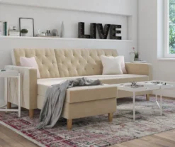 CosmoLiving Liberty Ivory Velvet Sectional Storage Futon 9 CosmoLiving Liberty Ivory Velvet Sectional Storage Futon -Furniture Series Sales 810541041 1