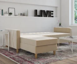 CosmoLiving Liberty Ivory Velvet Sectional Storage Futon 11 CosmoLiving Liberty Ivory Velvet Sectional Storage Futon -Furniture Series Sales 810541041 3