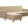 CosmoLiving Liberty Ivory Velvet Sectional Storage Futon 1 CosmoLiving Liberty Ivory Velvet Sectional Storage Futon -Furniture Series Sales 810541041 5