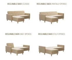 CosmoLiving Liberty Ivory Velvet Sectional Storage Futon 13 CosmoLiving Liberty Ivory Velvet Sectional Storage Futon -Furniture Series Sales 810541041 6