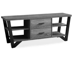 60" Gray & Black Wood Look TV Stand