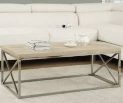 Natural & Chrome Metal Coffee Table -Furniture Series Sales 810542482 1