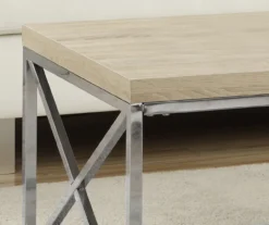 Natural & Chrome Metal Coffee Table -Furniture Series Sales 810542482 3
