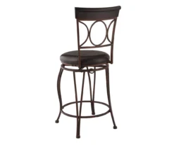 Memphis Black Metal & Brown Faux Leather Circle Back Counter Stool -Furniture Series Sales 810543053 A2 4