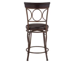 Memphis Black Metal & Brown Faux Leather Circle Back Counter Stool -Furniture Series Sales 810543053 A2 5