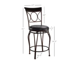 Memphis Black Metal & Brown Faux Leather Circle Back Counter Stool -Furniture Series Sales 810543053 D8 11